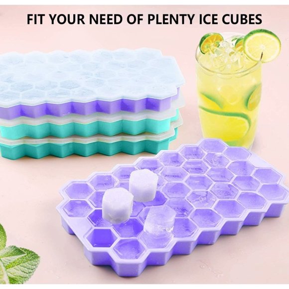 Ice Cube Trays (4-Pack) Silicone Flexible Ice Cube Trays with 148 Ice Cubicles - Picture 3 of 7